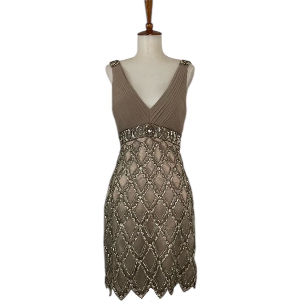 Sue Wong Nocturne Beaded Dress Women’s‎ 2 Sleeveless V-Neck Cocktail Glam